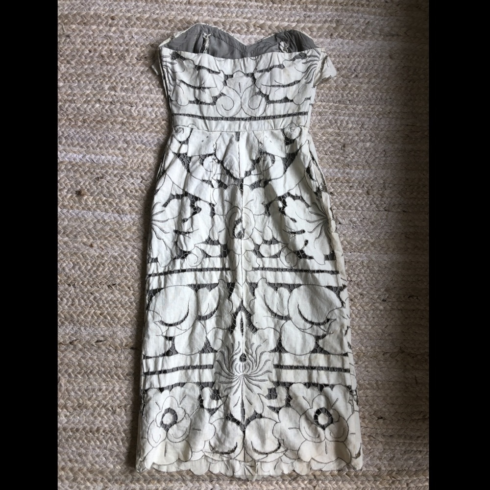 Vintage lace off white dress - cream eyelet antique wedding embroidered